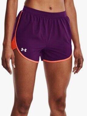 Under Armour Womens Purple Orange Fly By 2.0 Shorts Size M Loose